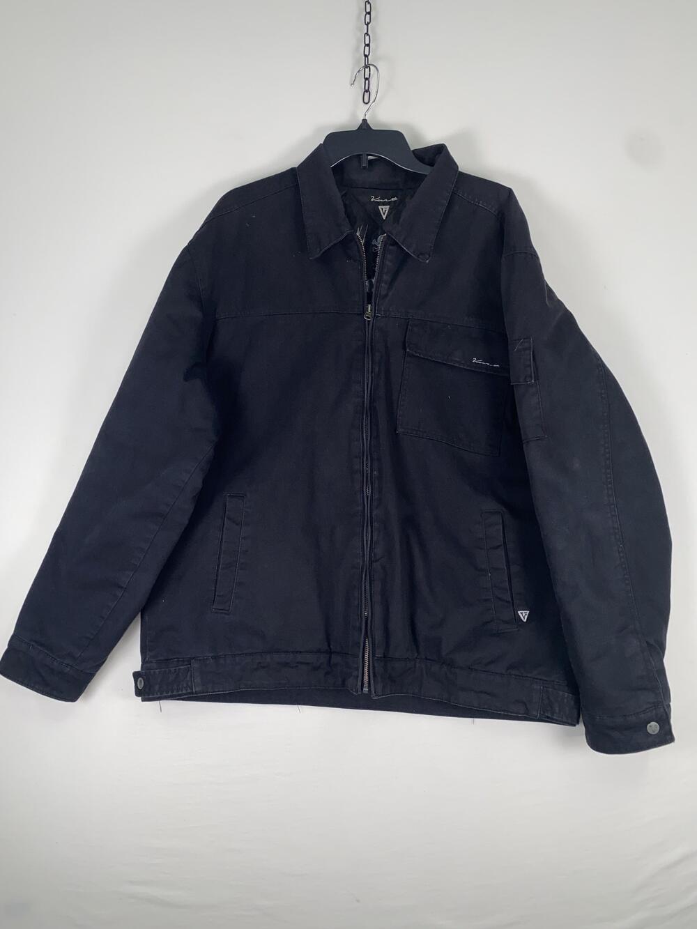 Kurt Jacket Mens XL Black Canvas Full Zip Skull Lined Quilted Bomber Rock